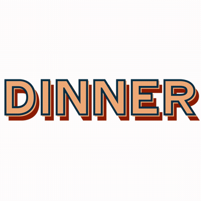 Dinner Word In Orange And Blue GIF