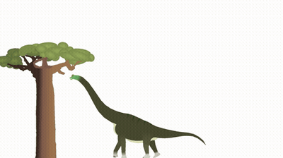 Dinosaur And Tree Looking At Each Other GIF