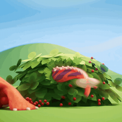 Dinosaur Eating Berries From Bush GIF
