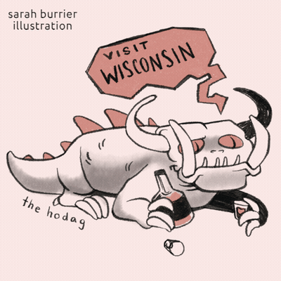 Dinosaur Holding Sign Visit Wisconsin GIF