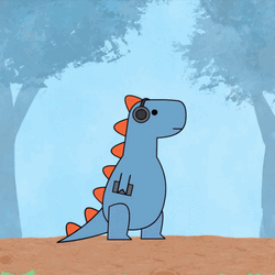 Dinosaur Listening Music GIF
