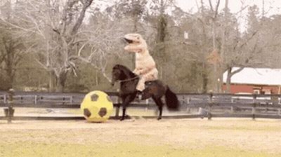 Dinosaur Mouth Open Looking At Camera Blue Sky GIF