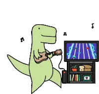 Dinosaur Playing Guitar Sticker