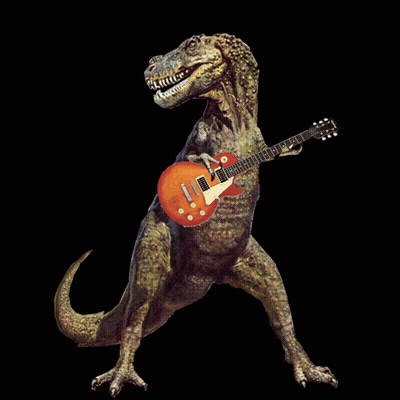 Dinosaur Playing Red Gibson Guitar GIF
