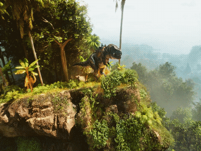Dinosaur Standing On Rocky Cliff GIF