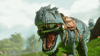 Dinosaur With Saddle On Back GIF