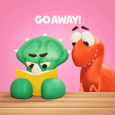 Dinosaurs Reading Book Go Away GIF