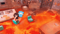Dippies Fall On Lava GIF