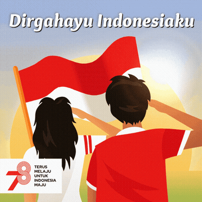 Dirgahayu Indonesiaku Man And Woman Holding Flag GIF