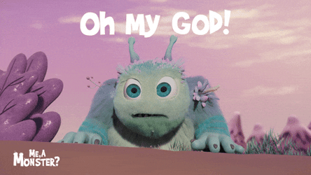 Disappointed Eating Monster Outside House GIF