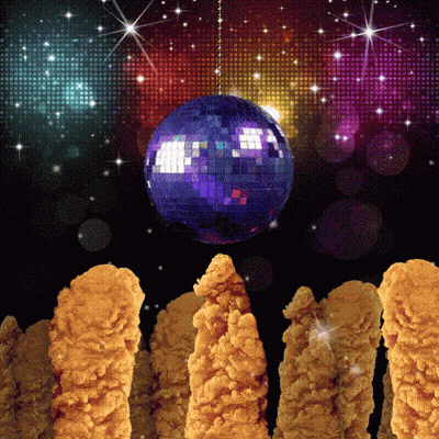 Disco Ball Over Fried Chicken Strips GIF
