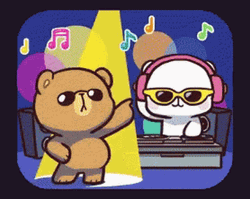 Disco Dance Bears Spotlight And DJ GIF