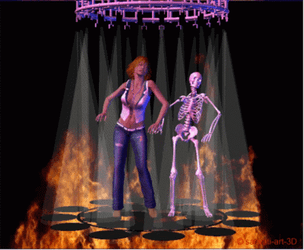 Disco Dance Girl And Skeleton GIF