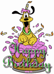 Disney Birthday Cake Pluto Dog Glitters GIF