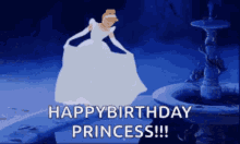 Disney Birthday Princess Cinderella White Gown GIF