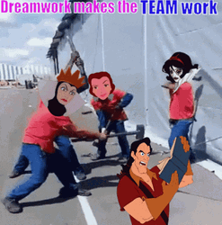 Disney Characters Dream Work Makes The Team Work GIF