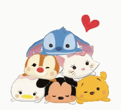 Disney Characters Stacked With Heart GIF