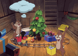 Disney Chip And Dale Celebrating Happy Christmas GIF