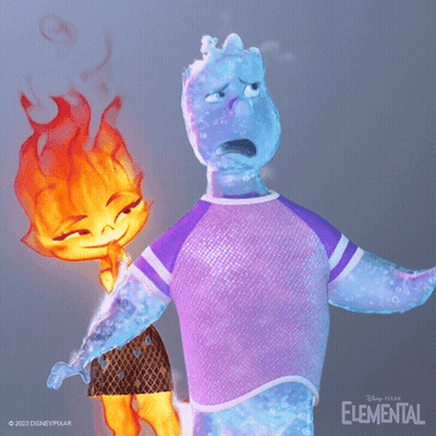 Disney Pixar Elemental Poster Two Characters GIF