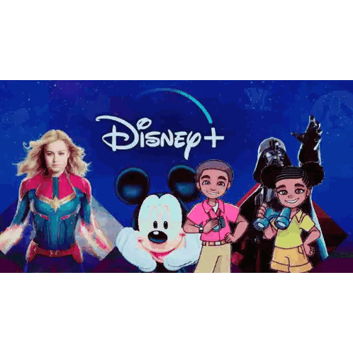 Disney Plus Poster With Captain Marvel Mickey Mouse Star Wars Sticker