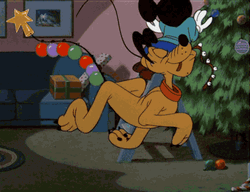 Disney Pluto Mickey Mouse Christmas Tree GIF