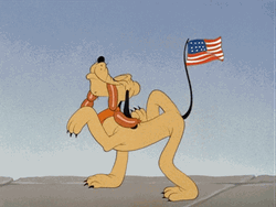 Disney Pluto USA Flag Walking GIF