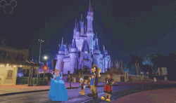 Disneyland Characters Dances On The Street GIF