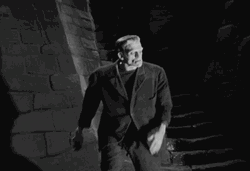 Disoriented Frankenstein Monster Escaping GIF