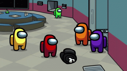 Distraction Dance Among Us Characters In Cafeteria GIF