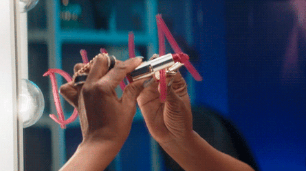 Diva Lipstick Mark In The Mirror GIF