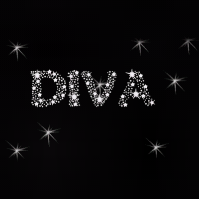 Diva Word With Rhinestones And Stars GIF