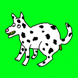 Dizzy Spotted Dog Releasing Poop GIF