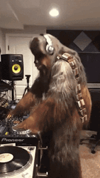 DJ Chewbacca Pumping To The Music GIF