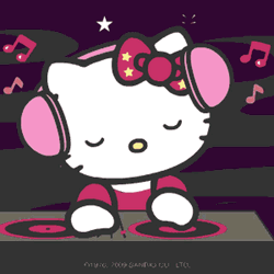 DJ Hello Kitty Listening To Music GIF