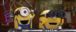 DJ Minions Kevin And Stuart Enjoying Music GIF