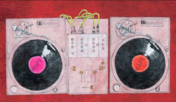 DJ Mixer And Turntables Illustration GIF