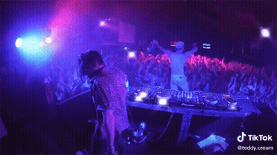 DJ Playing Music In Front Of Crowd With TikTok Text GIF
