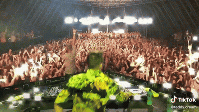 DJ Playing Music In Front Of Crowd With TikTok Watermark GIF