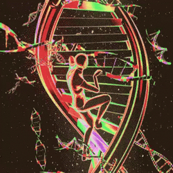 DNA Double Helix Person Climb Ladder GIF