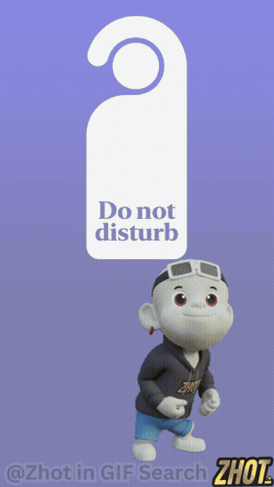 Do Not Disturb Sign Over Cartoon Character GIF