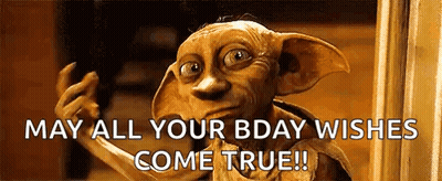 Dobby Holding Knife Saying May All Your Bday Wishes Come True GIF