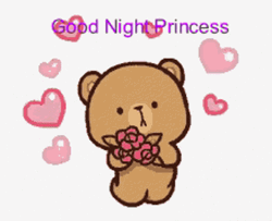 Dobranoc Princess Brown Holding Flowers GIF
