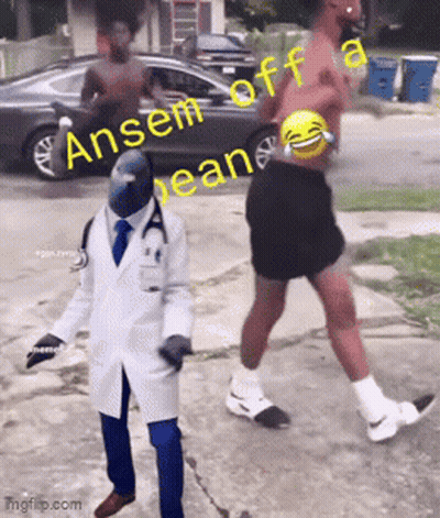 Doctor And Shirtless Man Walking Saying Ansem Off A Mean GIF
