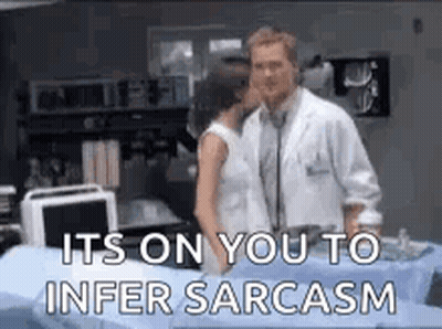 Doctor And Woman Kissing In Hospital Room Saying It's On You To Infer Sarcasm GIF