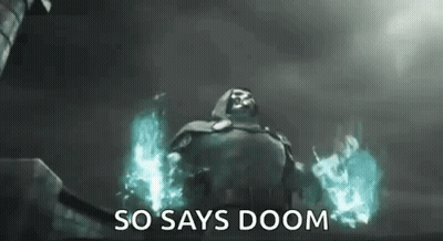 Doctor Doom Is Surrounded By Fire And Says `` So Says Doom '' In A Dark Room . GIF