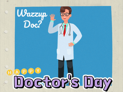 Doctor's Day Poster With Doctor In White Coat GIF