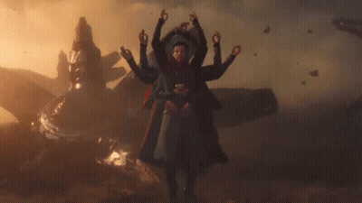 Doctor Strange Holding Coffee In Front Of Giant Monster GIF