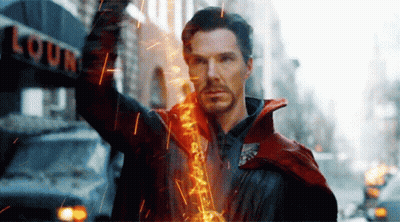 Doctor Strange Holding Glowing Sword In City GIF
