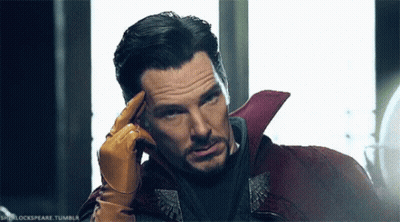 Doctor Strange In Red Coat And Gloves Thinking GIF