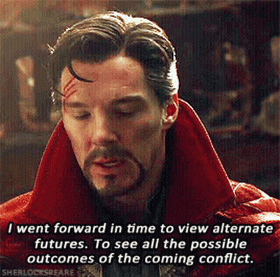 Doctor Strange Views Alternate Future Outcomes GIF